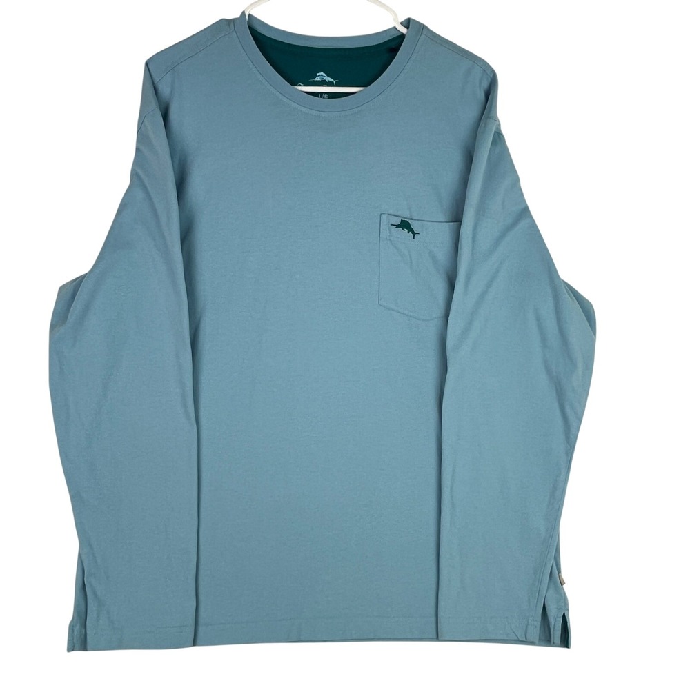 Tommy Bahama T-Shirt Mens L (L/G) Long Sleeve Pocket Marlin Logo Blue